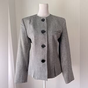 Vintage ‘90s J. Gallery Black & White Textured Collarless Blazer